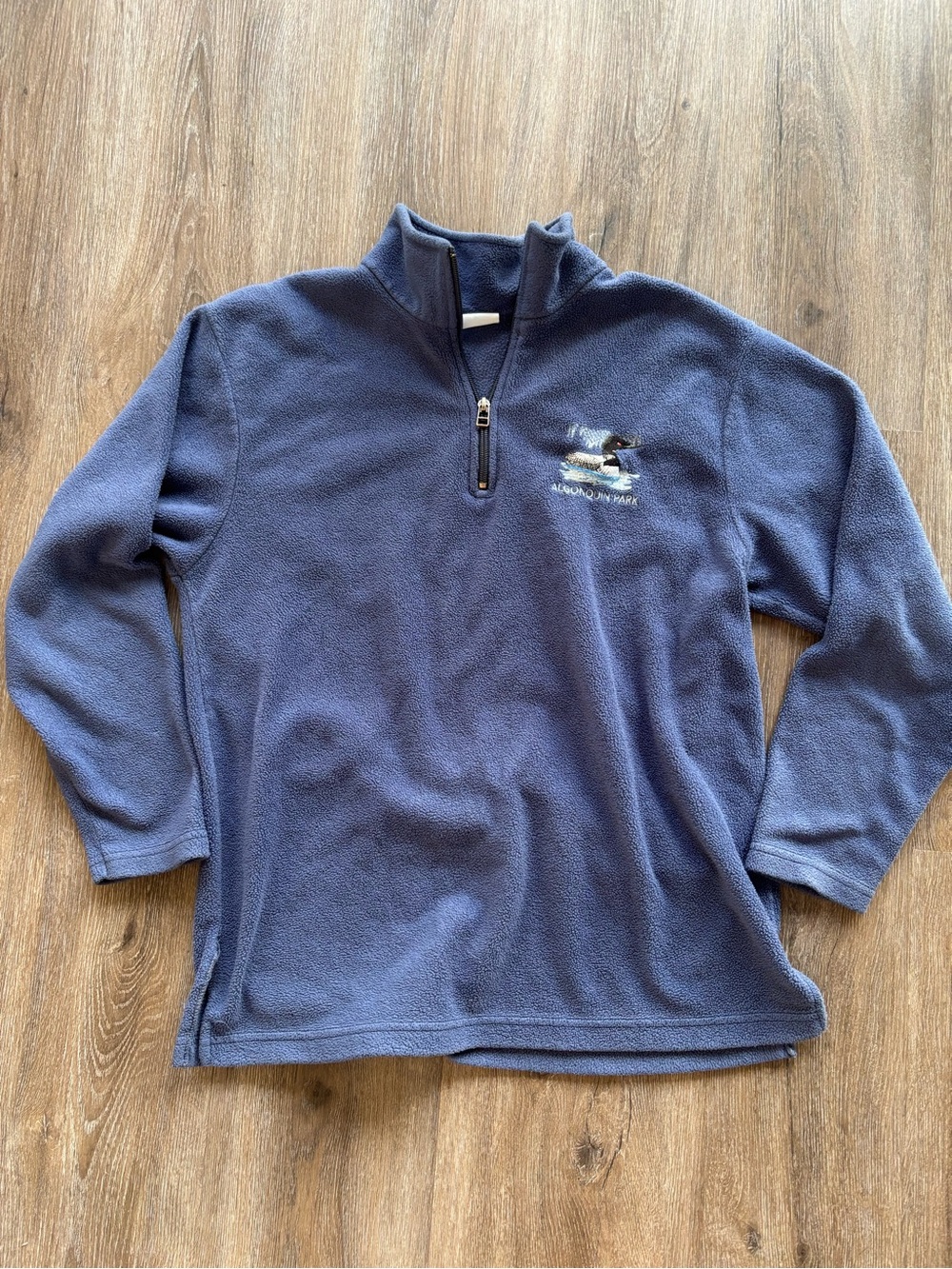 Vintage Algonquin Loon Quarter-Zip Fleece Pullover - Navy
